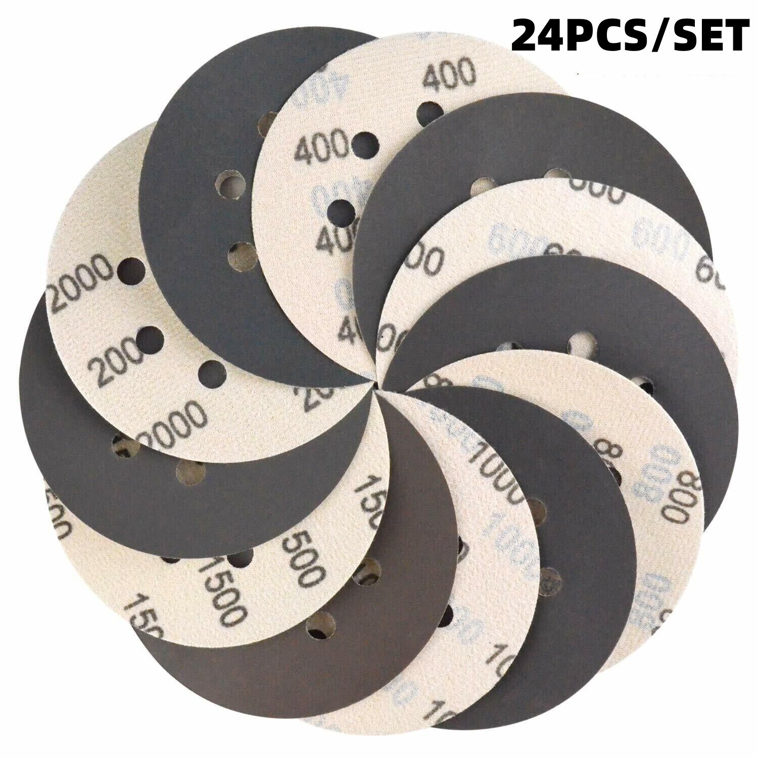 24PCS 5in Orbital Sander Paper Sanding Discs 400-2000 Grit Hook Loop Sandpaper gallery