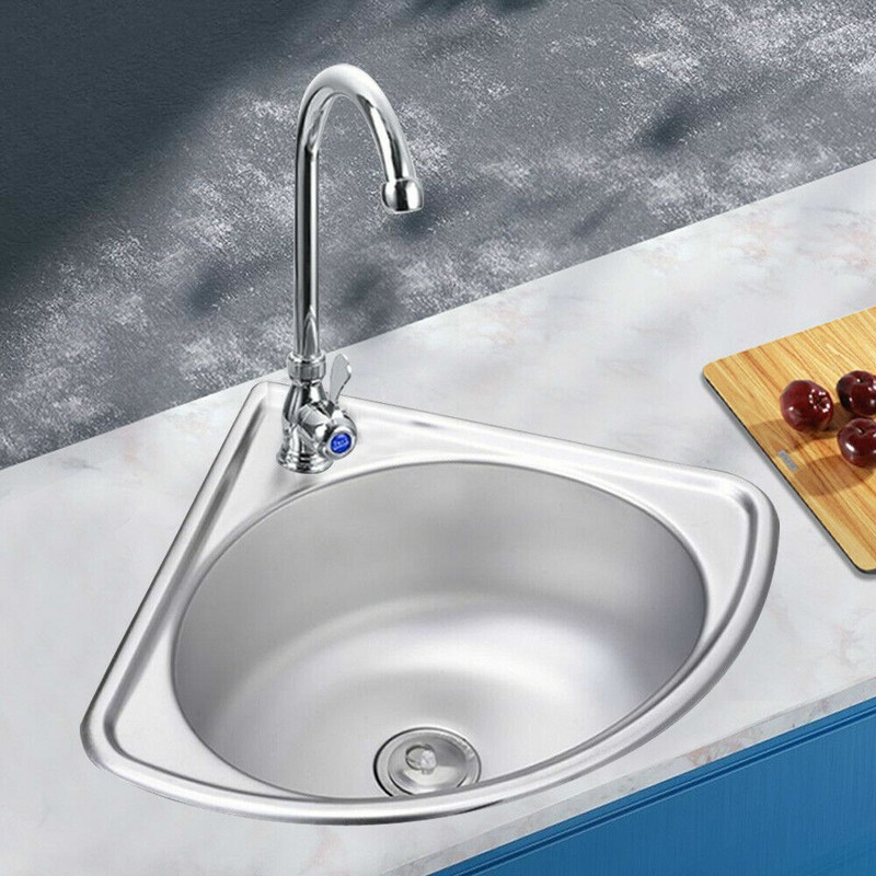 Corner Sink Thick Small Wall Mount Vessel Sink 304 Stainless Steel for Kitchen gallery
