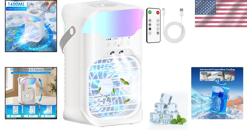 Compact Evaporative Air Conditioner: Remote Control, 55dB & 3 Speed Settings gallery