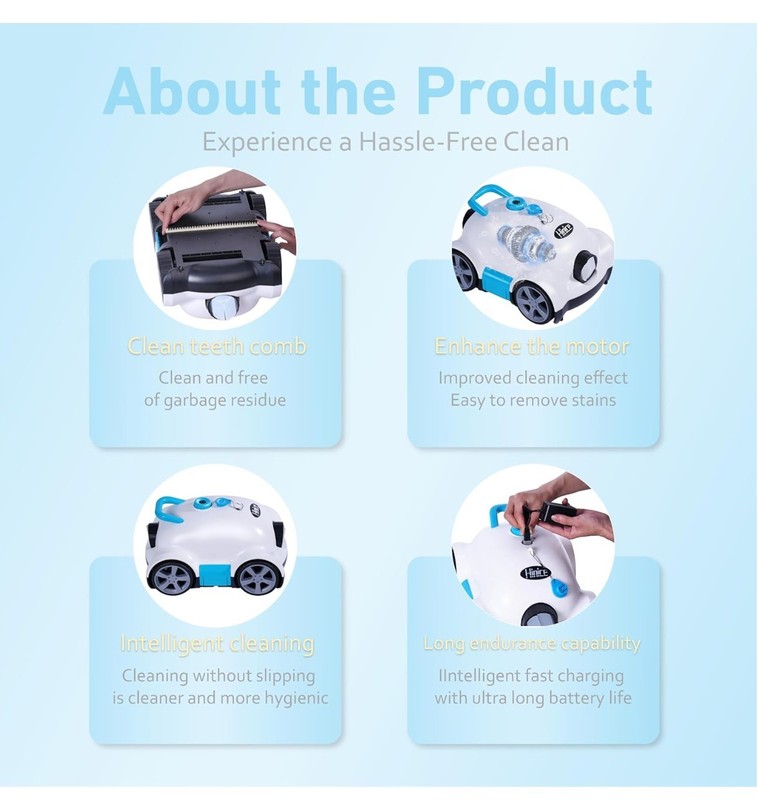 Cordless Robotic Pool Cleaner,Automatic Pool Vacuum Robot up to 2153 sq ft White gallery
