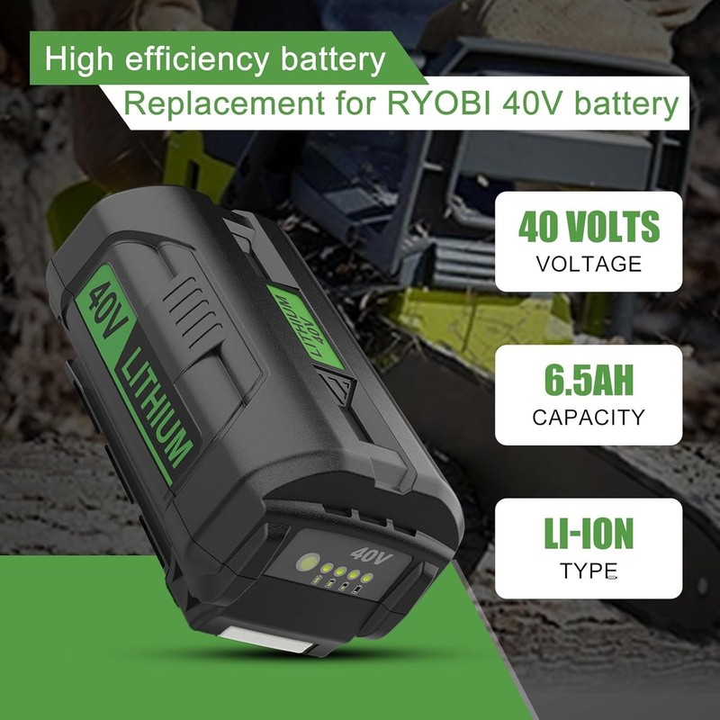 2Pack 6.5Ah Replacement 40V Battery and Charger Kit for 40V Battey gallery