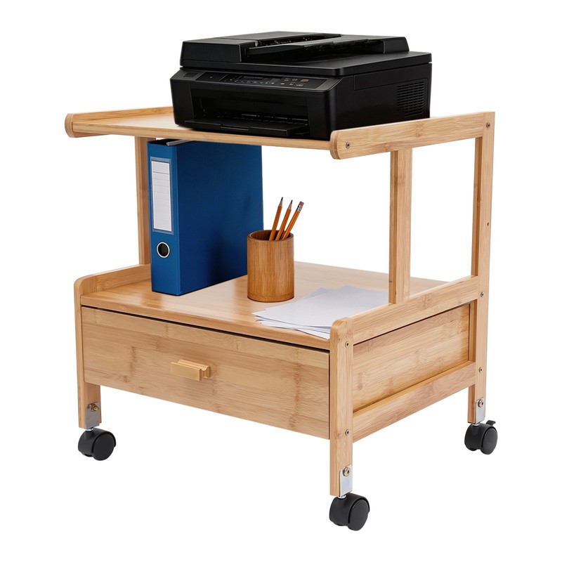 2Tier Printer Cart Printer Stand Storage Rack for Office Home w/ Wheels & Drawer gallery