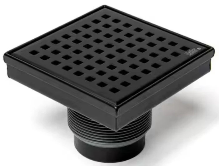 Oatey Designline 4" x 4" Square Matte Black Decorative Shower Drain Grate gallery