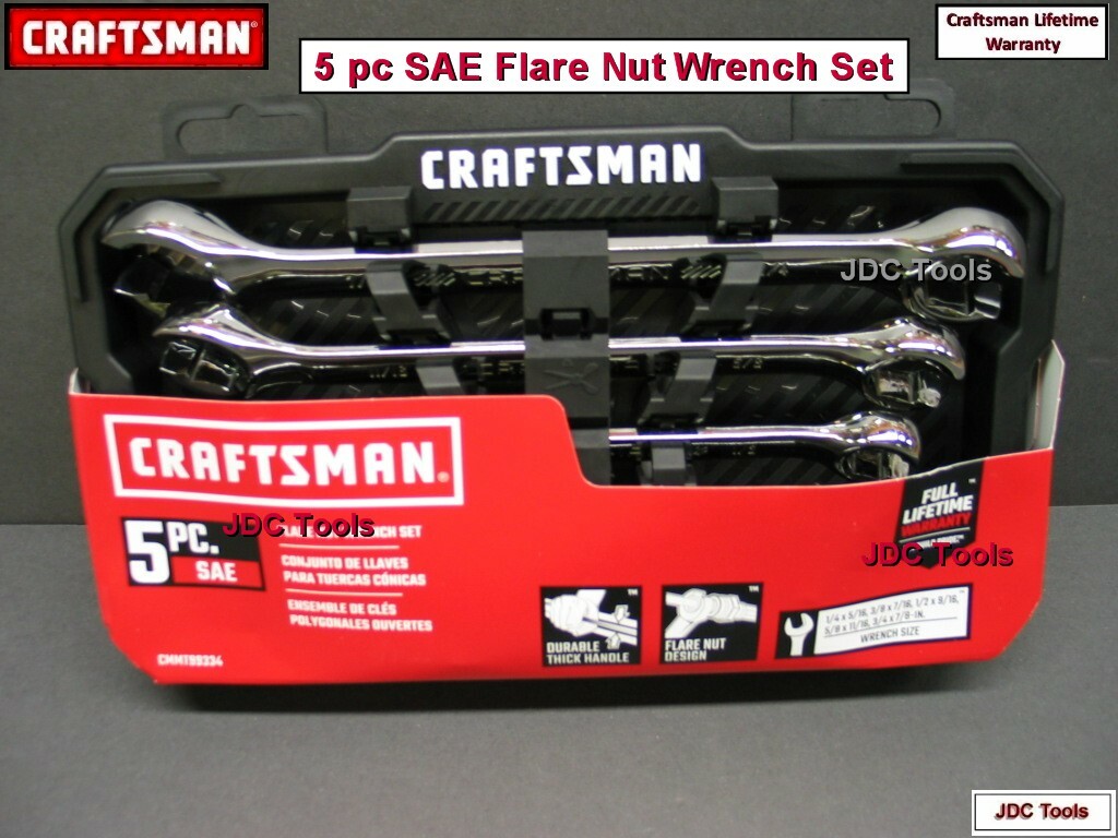 CRAFTSMAN 5 PC INCH SAE FLARE LINE NUT WRENCH SET (1/4" to 7/8") NEW VERSION gallery