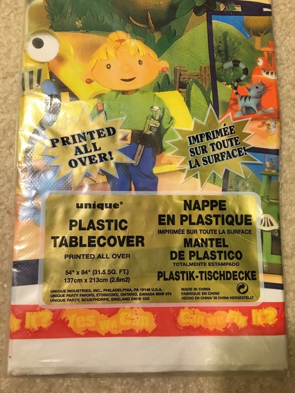 Bob the Builder Party Plastic Tablecover Printed All Over 54" x 84" Unique 17743 gallery