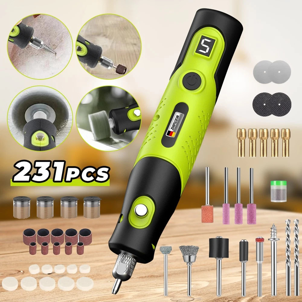 231PCS Electric Mini Drill Grinder Engraving Pen Rotary Tool Kits Rechargeable gallery