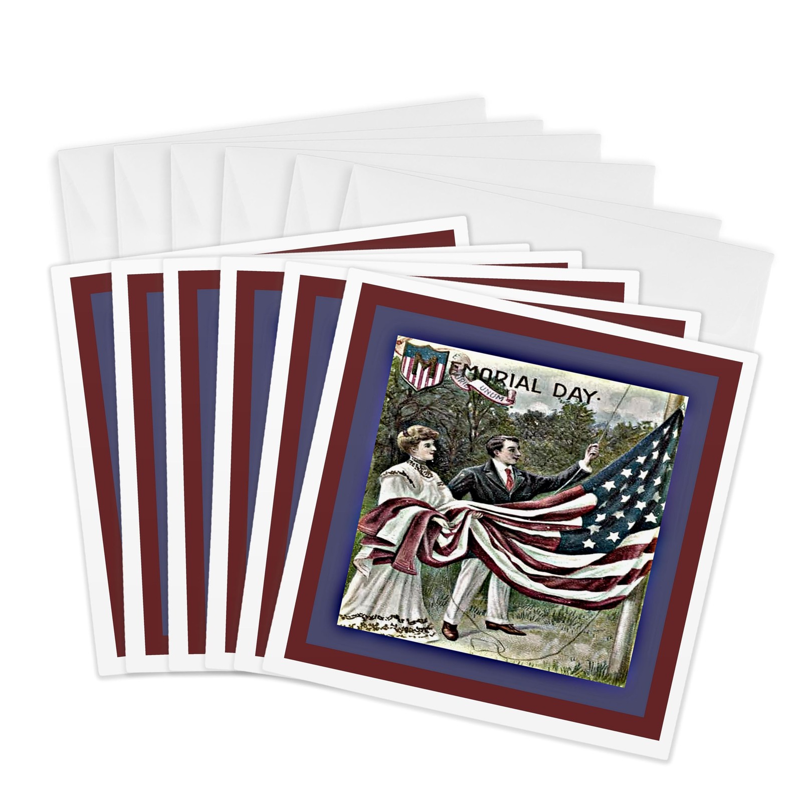 3dRose Memorial Day Flag Textured - Greeting Cards, 6 x 6 inches, set of 6 gallery