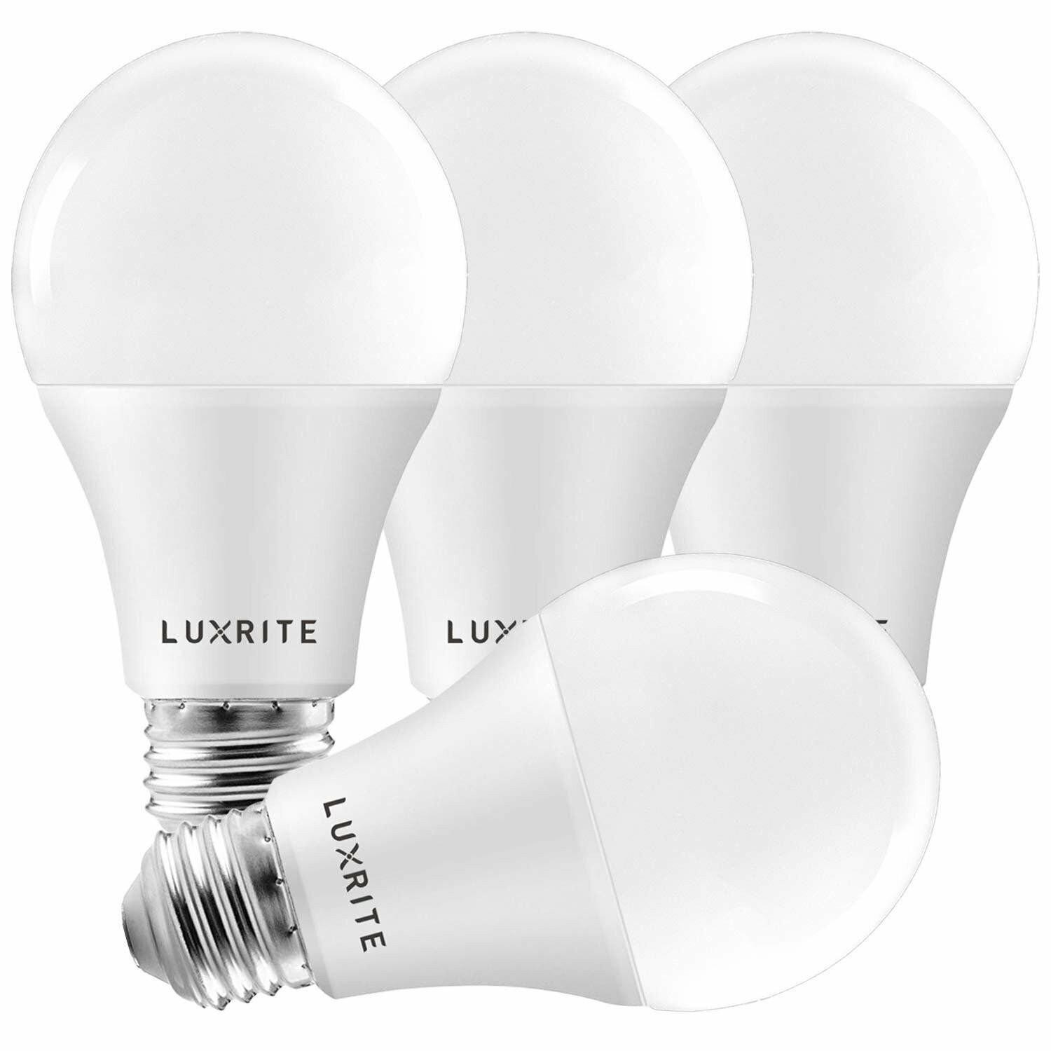 4x Luxrite A19 LED Bulb 100W Equivalent 2700K Enclosed Fixture Rated 1600lm E26 gallery