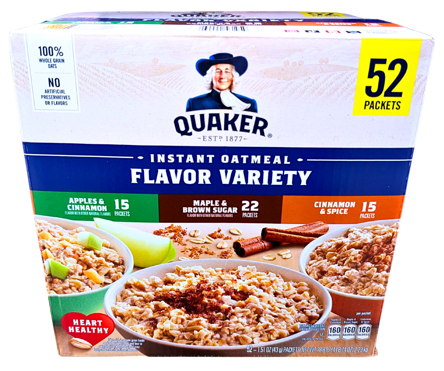 Quaker Instant Oatmeal Variety Pack 52 Packs x 1.51 Oz EXP 08/2026 gallery