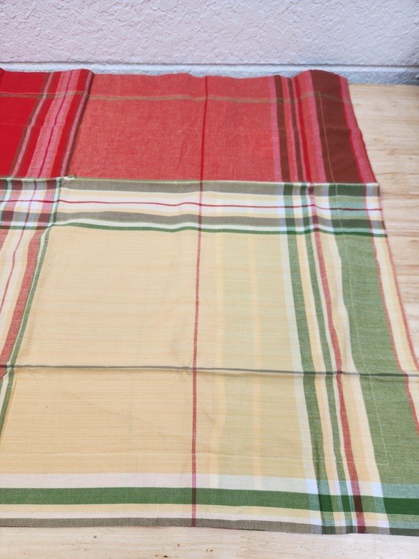 Pottery Barn Madras Rust Red Green Plaid Pillow Sham Set Of 2 Standard 20X26 NOS gallery