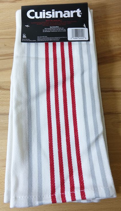 Cuisinart 3 Pack Kitchen Towels White with Grey/Red Stripes 100% Cotton NEW gallery