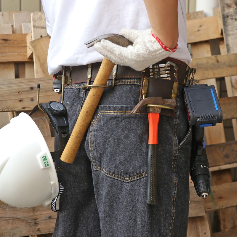 Leather 2inch Tools Belt Hammer Hooks Scaffolding Holder Drill Holster gallery
