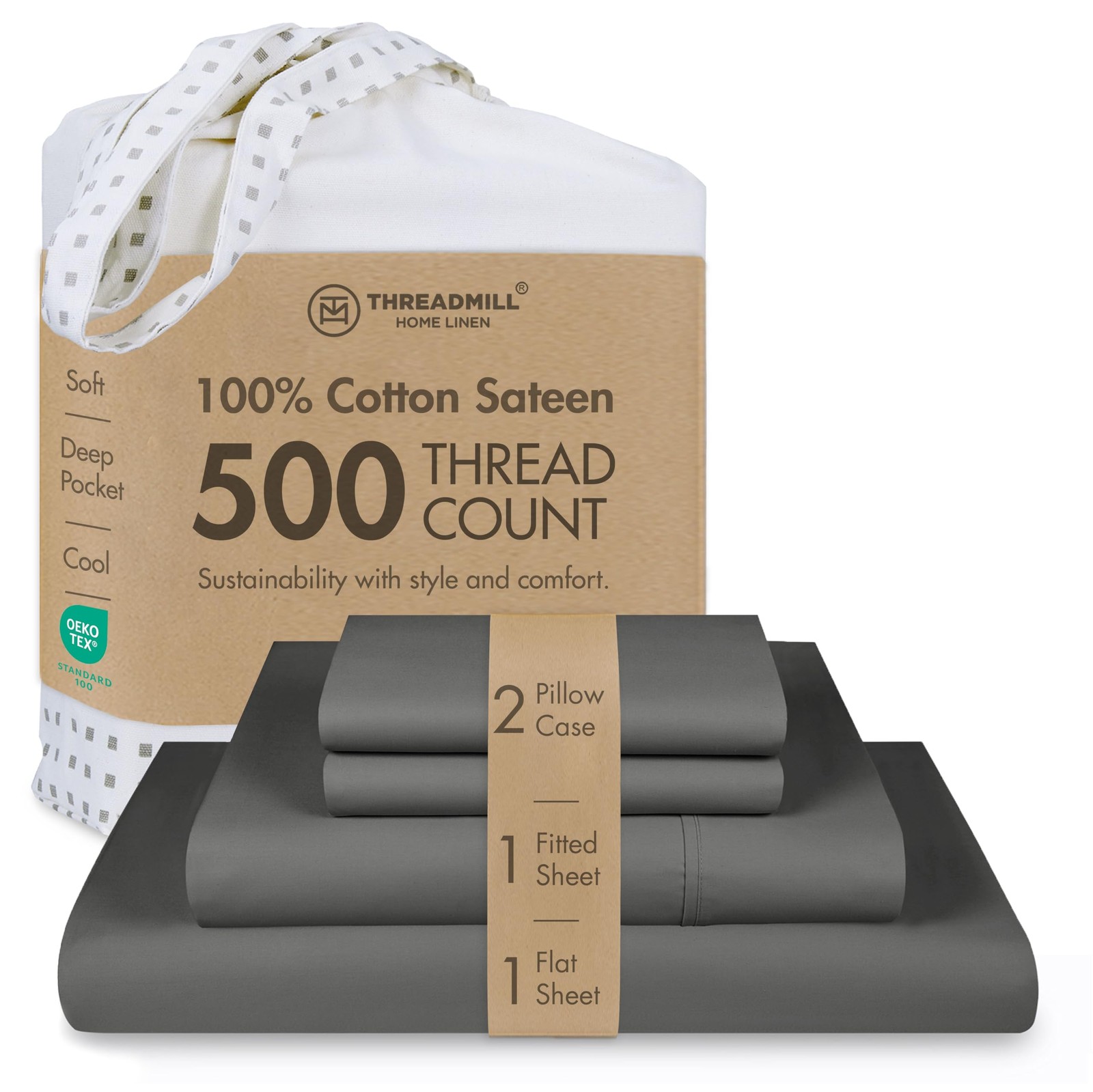100% Cotton Deep Pocket/Soft/Fade Resistance, 500 Thread Count, Solid 4-Piece... gallery