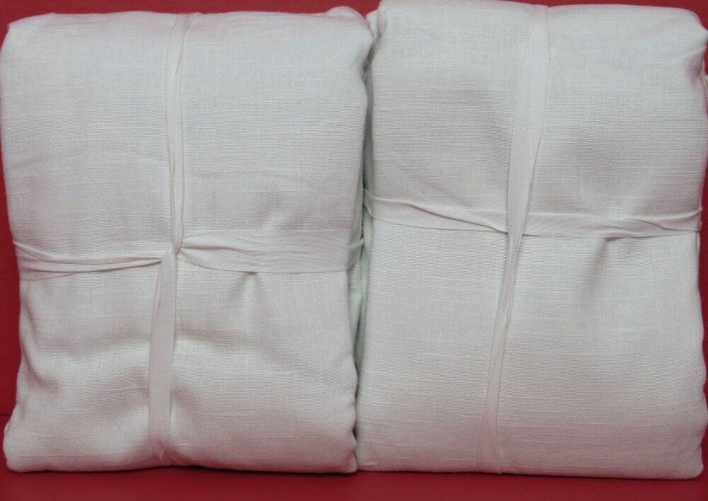 Pottery Barn Emery Emery Linen Grommet Blackout Curtains S/2 50" x 96" White NWT gallery