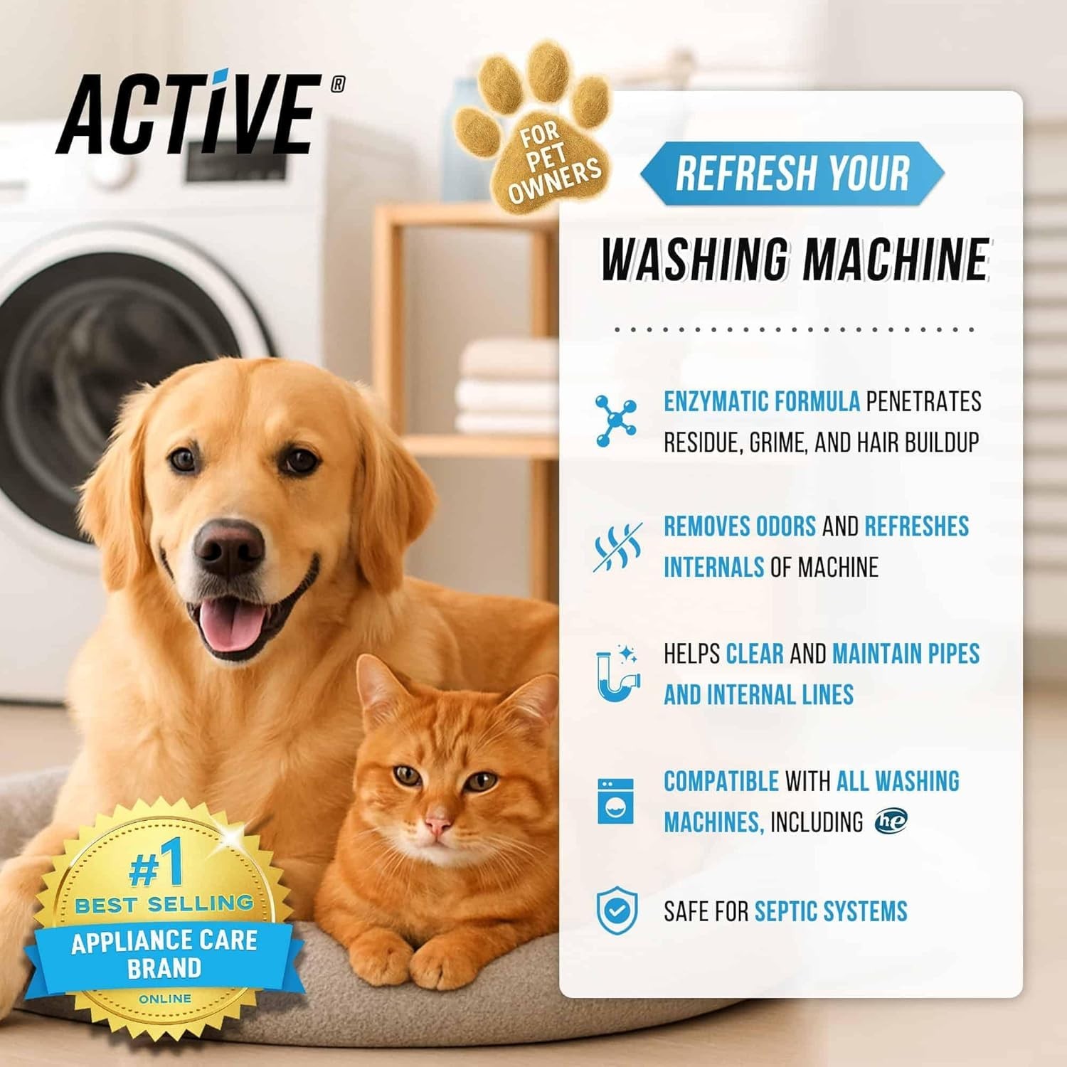 Washing Machine Cleaner for Pet Owners Enzymatic Deep Clean Descaler for Cat & gallery