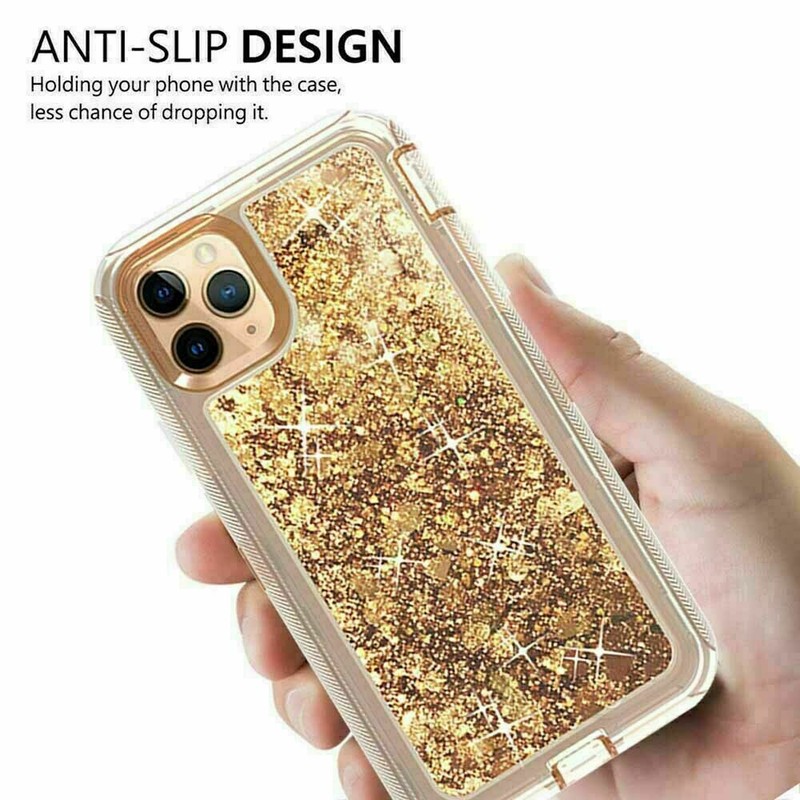For iPhone 16 /15/14 /13/12/Pro /Plus Shockproof Liquid Glitter Defender Case gallery