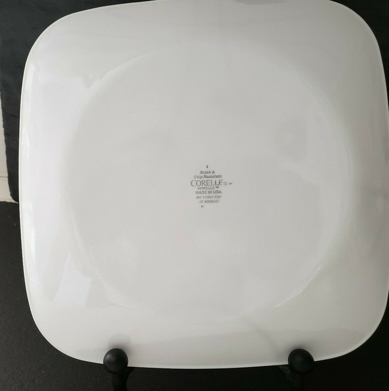 Corelle Square "Simple Lines" 9" Luncheon Plate White Black Vitrelle. gallery