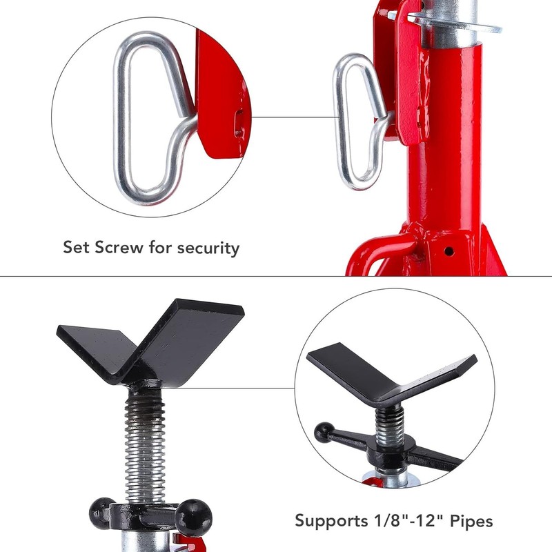 V-Head Jack Stand ,Folding Pipe Jack Stand 28"-52" Height ,2500Lbs 1/8"-12" Pipe gallery