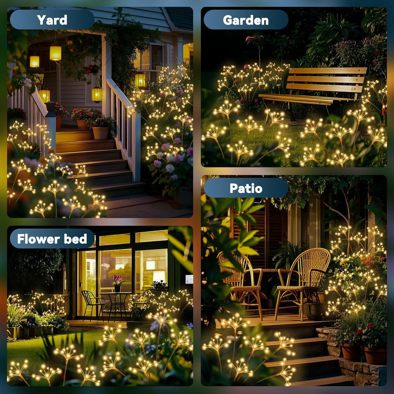 Solar Garden Lights, New Upgraded 4 Pack Solar Swaying Starburst Light, Waterpro gallery
