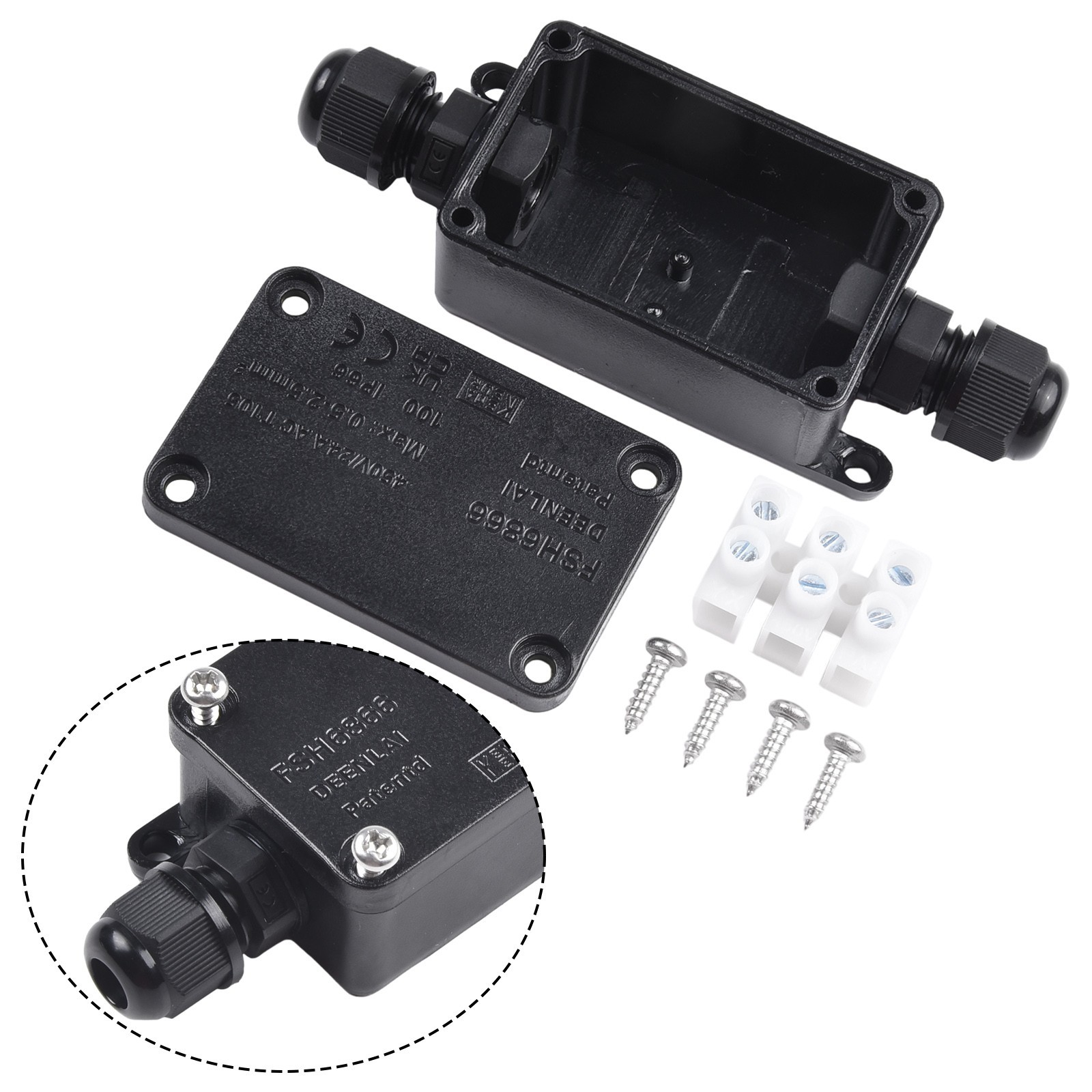 Brand New Junction Box Box 2 Ports IP65 Cable Connector Waterproof Junction Box gallery