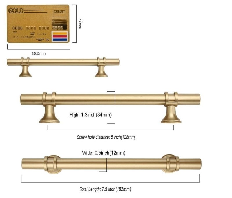 Amerdeco 10 Pack Matte Gold Cabinet Drawer Pulls 5 Inch Hole Centers ZH0058 gallery