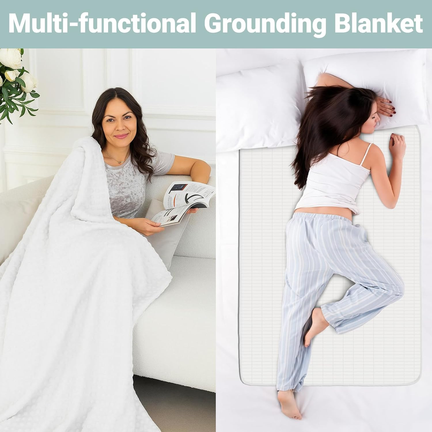 Silver Layer Grounding Blanket - 50x60in Relaxation & Sleep Support Throw gallery
