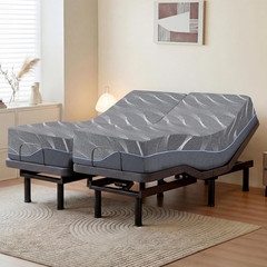 Split King Adjustable Bed Frame & 12″ Gel Memory Foam Mattress – Wireless Remote