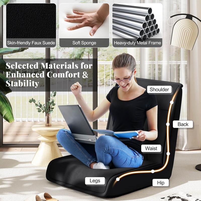 Folding Floor Chair Convertible Lazy Sofa Chair with Adjustable Backrest gallery