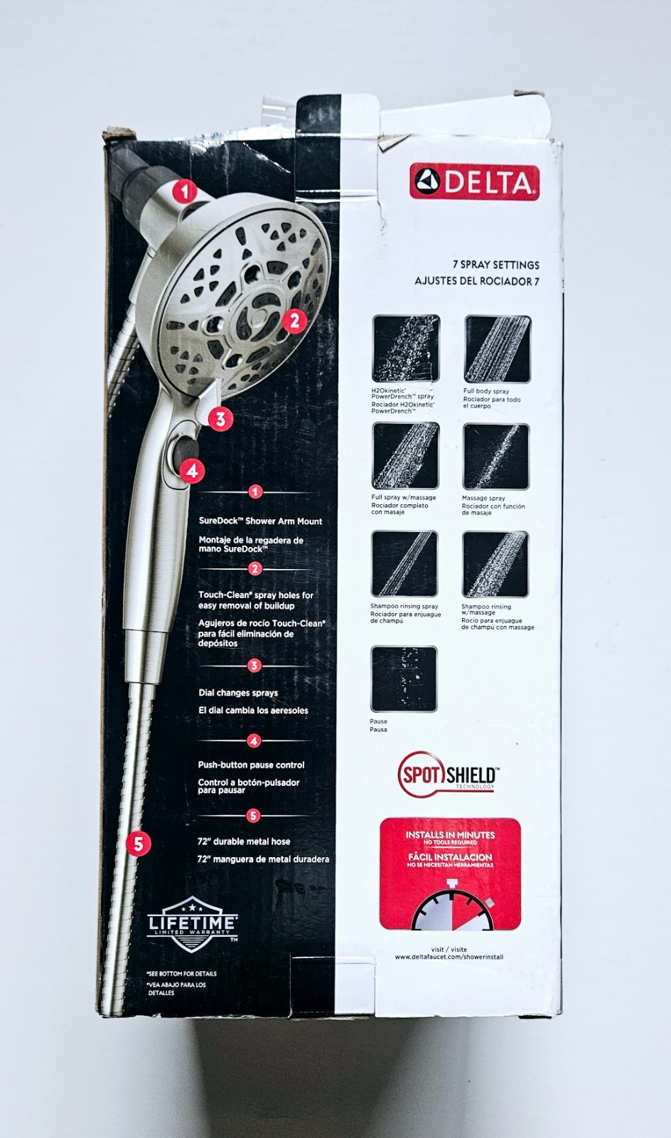 SureDock 7-Spray Wall Mount Handheld Shower Head 1.8 GPM Brushed Nickel #75707 gallery