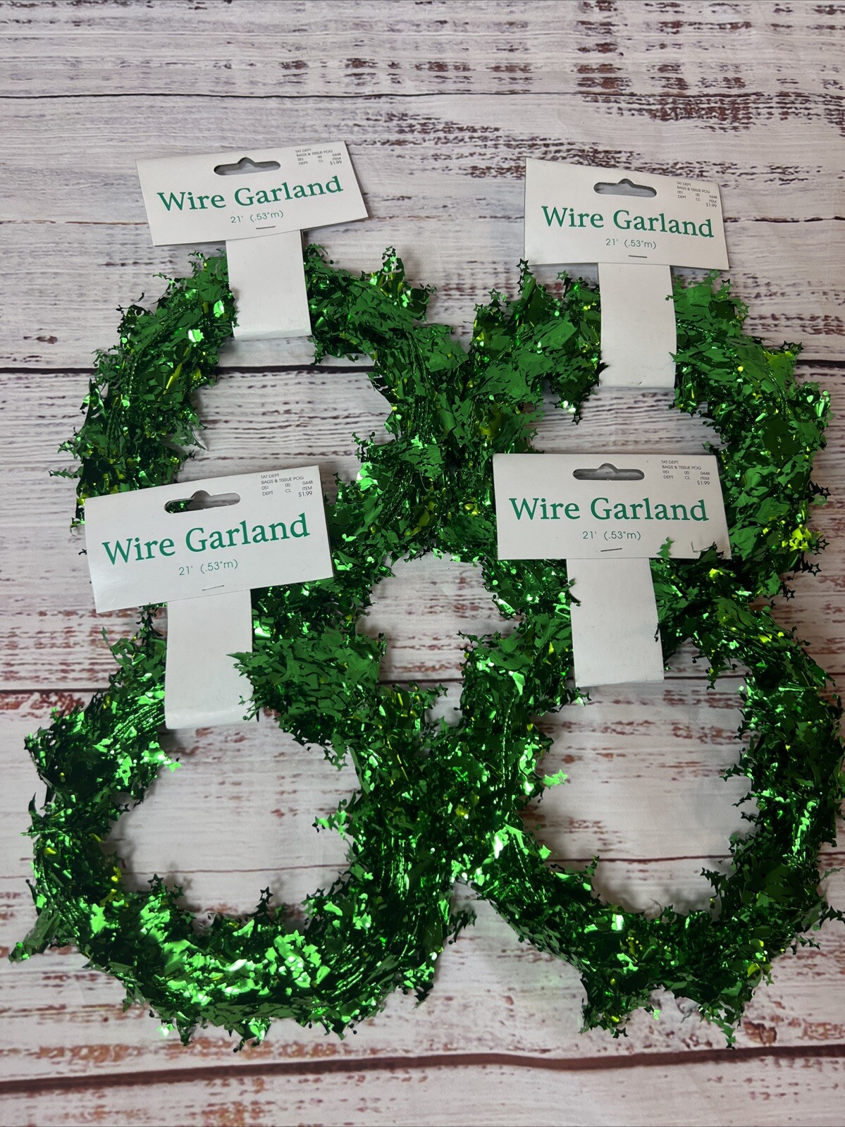 New 4 Green Metallic Wire Christmas Tree Garland 21 Feet gallery