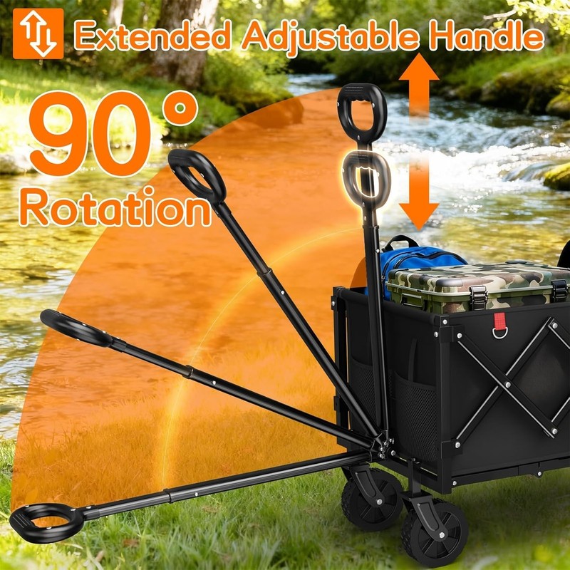 35" L Extra Long Wagons Carts Foldable, 360LBS Heavy Duty Collapsible Wagon gallery