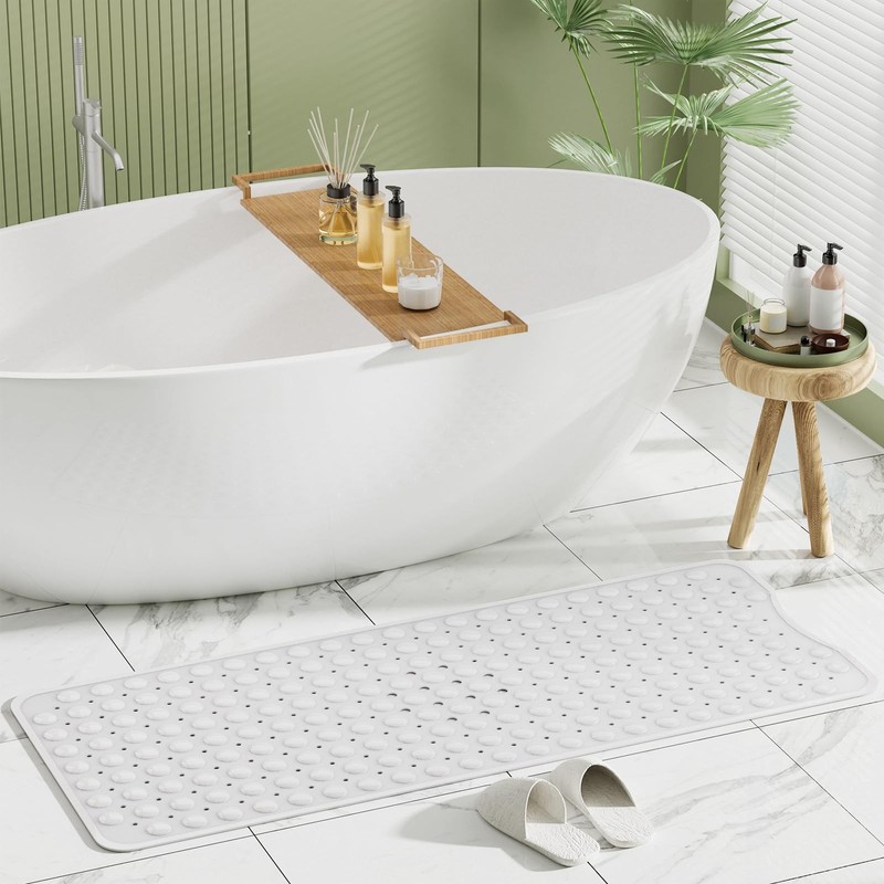 Amazerbath 40X16 Rectangular White Non-slip Bathtub Shower Mat With Suction Cups gallery
