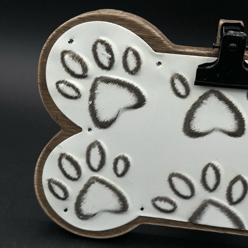 Hobby Lobby Dog Bone Paw Print Photo Clip Holder Wood Easel Stand 5 X 7 Inches gallery