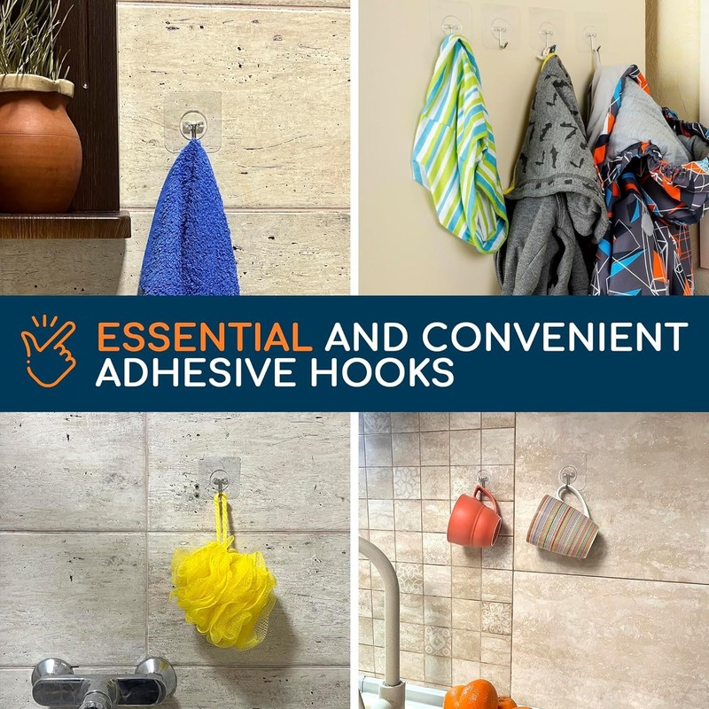 Transparent Adhesive Hooks - 22 lbs Capacity gallery