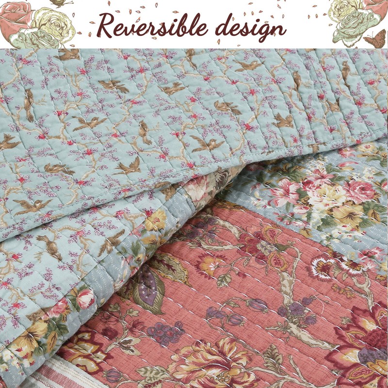 Eleanor Patchwork Reversible Cotton Quilt Set, Bedspread, Coverlet gallery