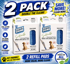 Quick Shine Dual Action Spray Mop Refill Pad 2 Pack NEW