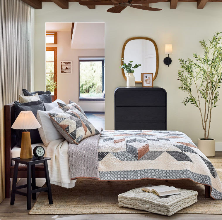 Starburst Patchwork Cotton Quilt Full Queen Bedspread Reversible Bedding Set gallery