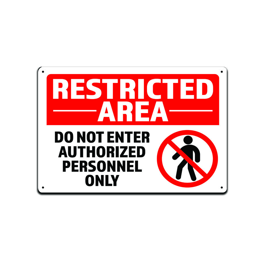 Restricted Area. Do Not enter Authorized Personnel Only 8x12" Aluminum Sign gallery