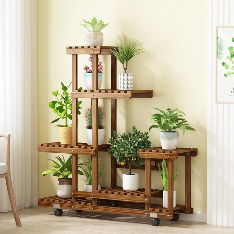 Tall Rolling Plant Stand Multi-Layer Flower Pot Holder Display Shelf Home Garden gallery