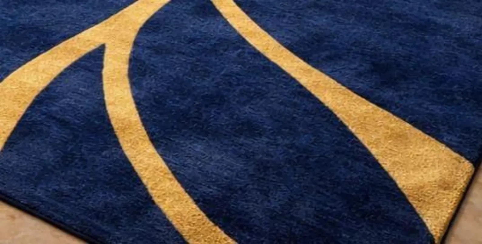 Handmade Navy & Gold Abstract Rug – Modern Tufted Carpet for home decor Rugs gallery