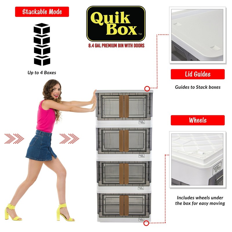 DBEST QUIK BOX - 8.4 GALLON STACKABLE STORAGE BINS WITH DOORS - WHITE gallery