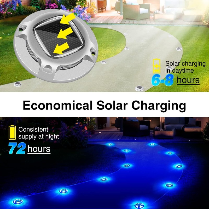 8Pack Led Multicolor Solar Deck Lights Outdoor Dock Driveway Lights for Sidewalk gallery
