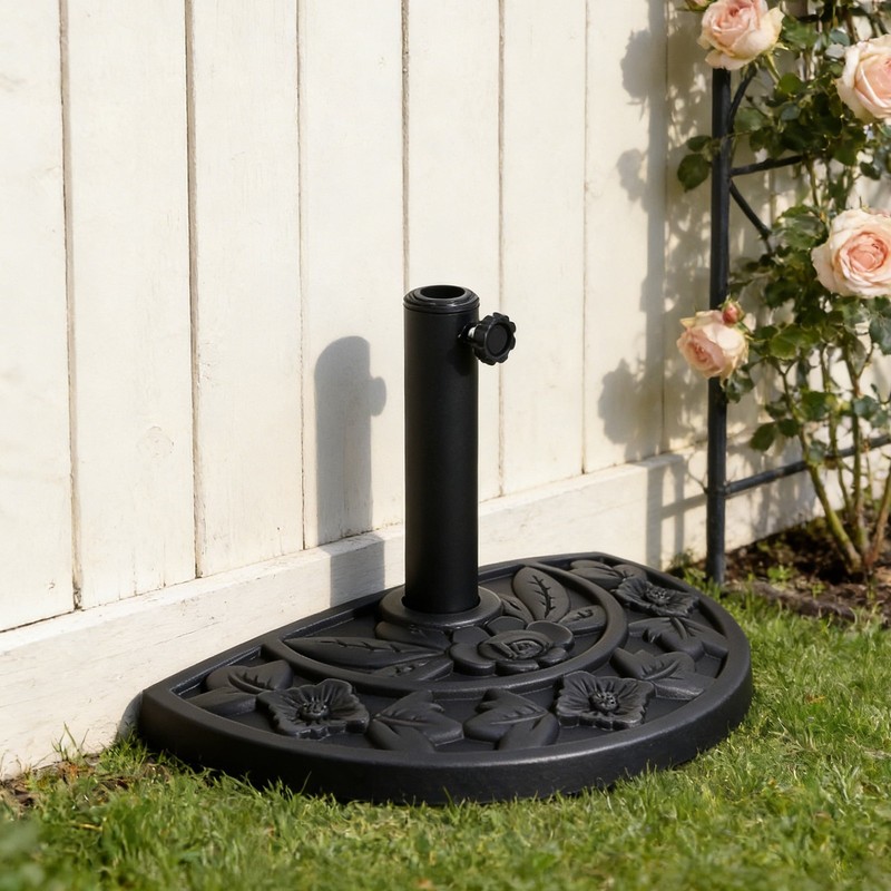 20 lbs Black Half Round Rose Pattern Outdoor Patio Umbrella Base umbrella Stand gallery