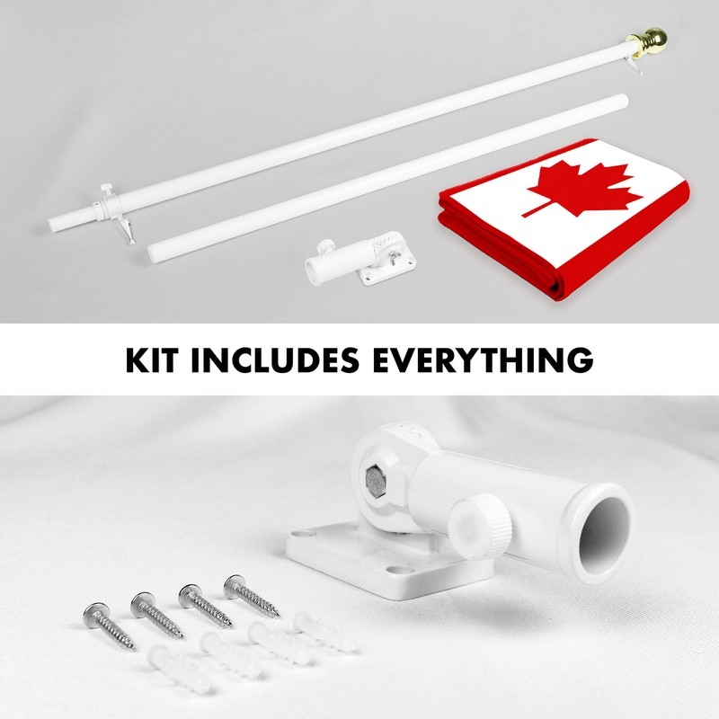 Combo: 6 Ft Flagpole White & Canada Canadian Flag 3x6 Ft Embroidered 300D Poly gallery