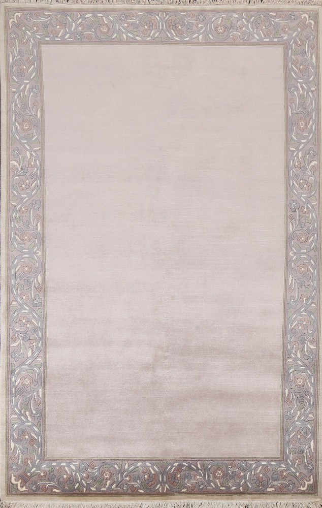 Bordered Modern Nepal Tibetan Oriental Area Rug Wool Hand-knotted 5'x8' Carpet