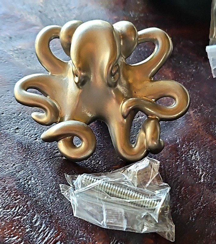 Octopus Drawer Knobs Pulls Set of 2 Satin Nickel Cabinet Hardware New gallery