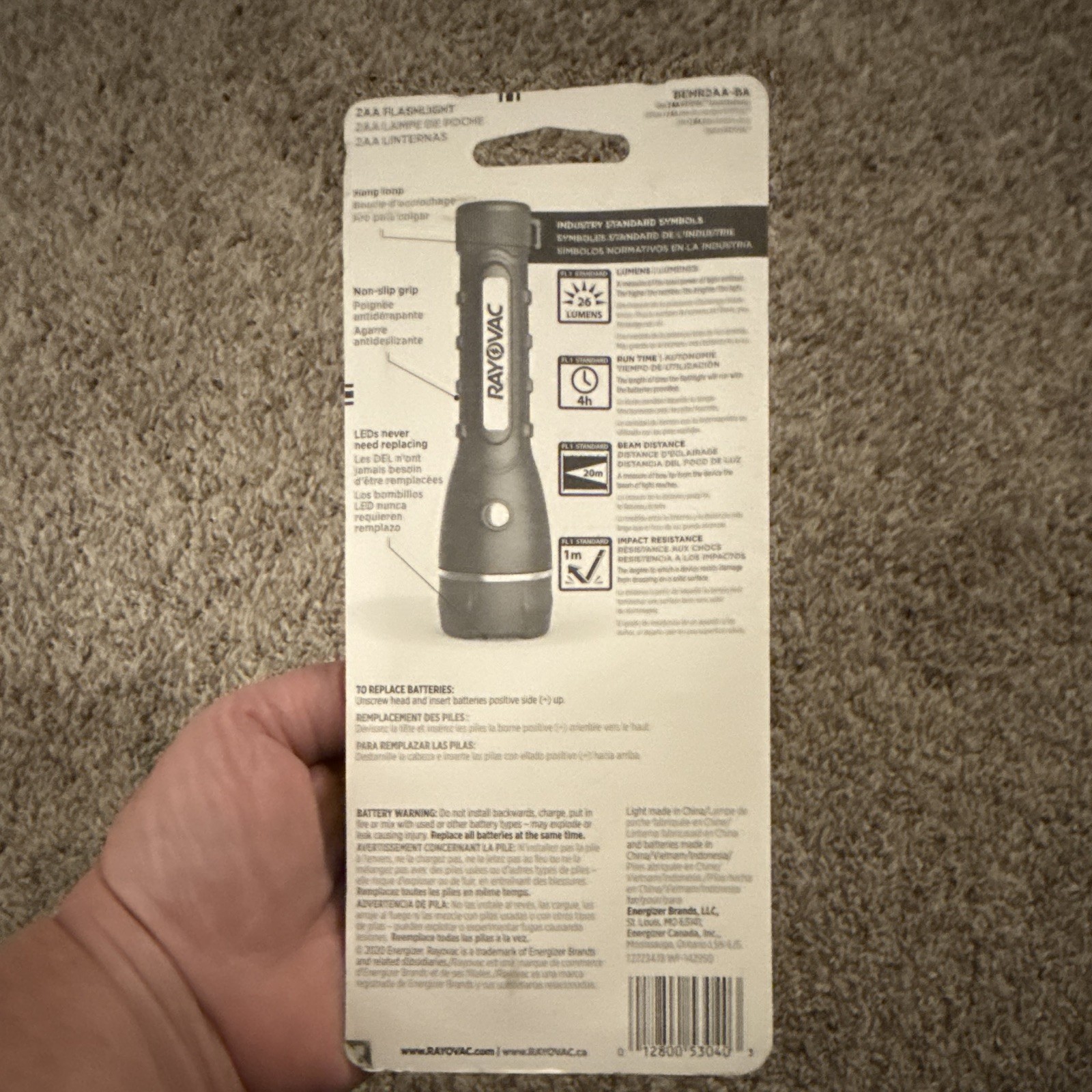 Rayovac LED Flashlight 26 Lumens Black Cordless 2x AA Batteries Included gallery