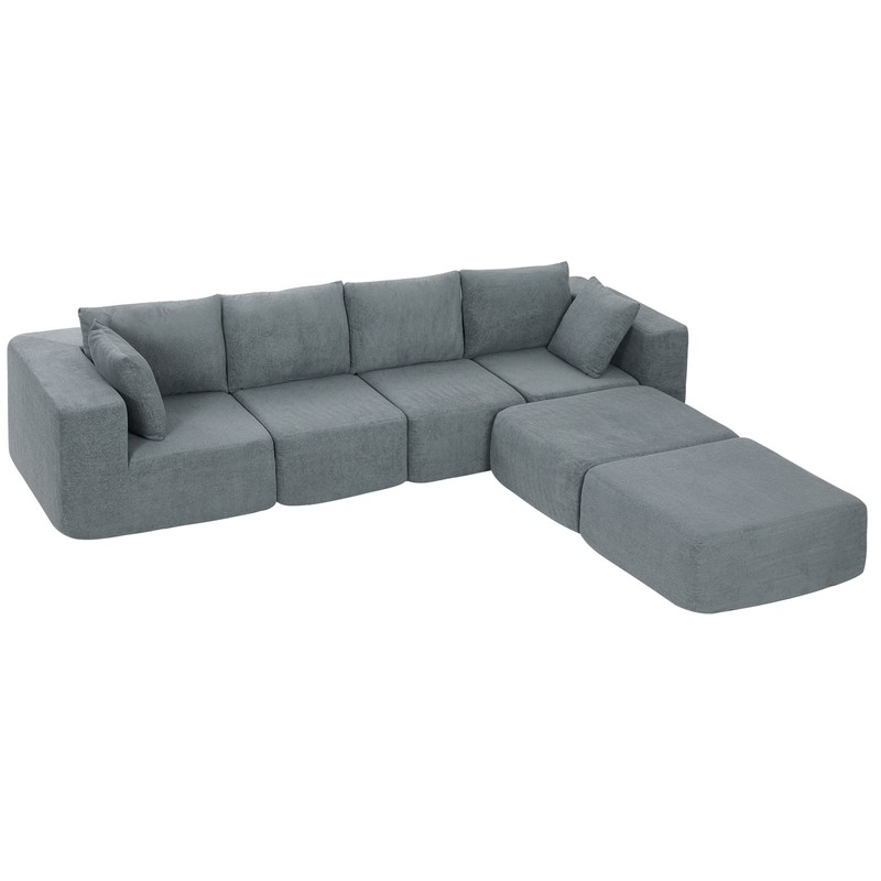 HOMCOM Modular Sectional Sofa, U-Shape Couch with 2 Ottomans, Dark Gray gallery