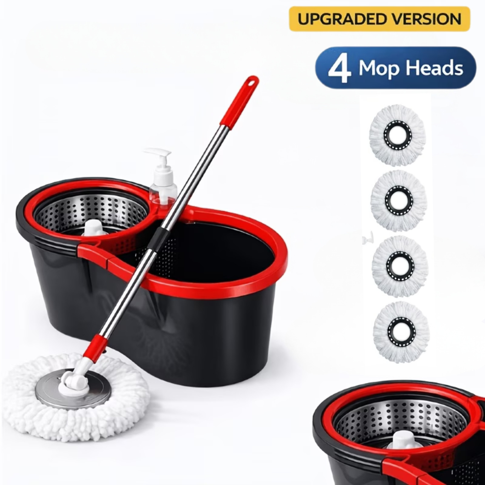Spin Mop & Bucket Set 360° Rotating Floor Cleaning System with 4 Microfiber Head gallery