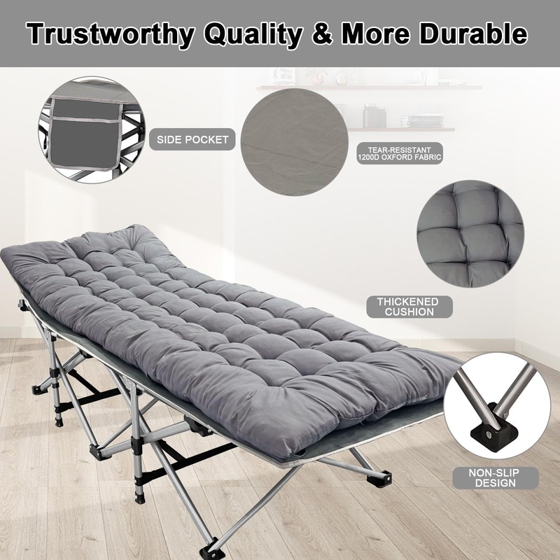 Cot Camping Cot with Thick Pad Cots for Sleeping Camping Bed Folding Cot gallery